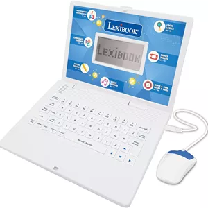 لپ تاپ آموزشی و دو زبانه اسپانیایی/انگلیسی Lexibook - اسباب بازی برای کودکان با 124 فعالیت برای یادگیری ریاضیات، تایپ ده انگشتی، منطق، خواندن ساعت، بازی و موسیقی - JC598i2