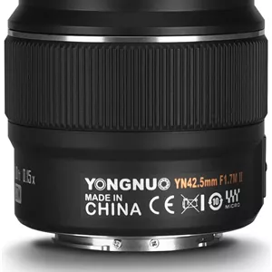 لنز پرایم ثابت یونگنو YN42.5MM F1.7M II با فوکوس خودکار متوسط، برای دوربین های میکرو چهار سوم، سازگار با المپوس پاناسونیک - مشکی