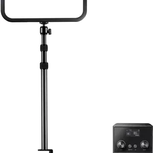 نور اصلی گودکس ES45، چراغ ویدئویی LED با پایه رومیزی قابل افزایش، تنظیم روشنایی 0-100٪ و دمای رنگ 2800-6500k، کنترل از طریق برنامه/کنترل از راه دور، پنل نور ملایم برای استریم، تماس های زوم، یوتیوب