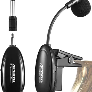 میکروفون بی سیم 2.4G برای ساکسیفون، میکروفون گیره ای سازهای موسیقی، گیرنده و فرستنده بی سیم، برای ساکسیفون و موارد دیگر