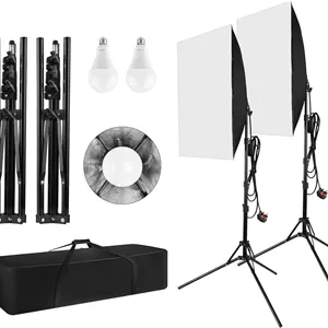 ست نورپردازی استودیویی مدل Softbox به همراه ۲ عدد لامپ ۲۳ وات
