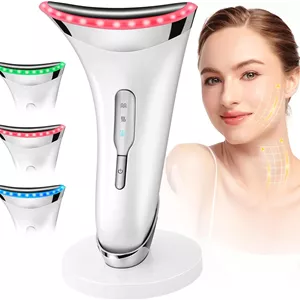 ماساژور صورت HOTUT برای رفع چین و چروک، دستگاه زیبایی صورت با 3 حالت LED، ماساژ صورت، ماساژ صورت EMS، دستگاه سفت کننده صورت و گردن، 45 درجه سانتیگراد برای سفت کردن و لیفتینگ پوست