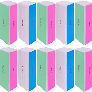 بلاک بافر ناخن 4 طرفه، فایل های بافر درخشان کننده ناخن، برای ناخن های طبیعی و اکریلیک، بلاک بافر صاف کننده، بافر فایل ناخن 120/240/600/3000 گریت برای بافر کردن و درخشان کردن (10 عدد) 