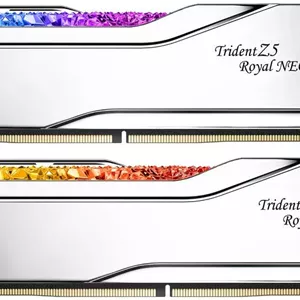 رم دسکتاپ دو کاناله 32 گیگابایتی G.SKILL Trident Z5 Royal Neo (دو عدد 16 گیگابایتی) DDR5، سرعت حافظه 8000 مگاهرتز، تاخیر CAS 38-48-48-128، ولتاژ 1.45، آماده AMD EXPO، نقره ای | F5-8000J3848H16GX2-TR5NS