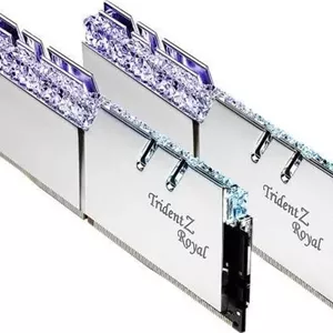 G.Skill Trident Z Royal RGB، 64 گیگابایت (2x 32 گیگابایت)، 32000 مگاهرتز، 1.4 ولت، کیت دو کاناله نقره ای | F4-3200C16D-64GTRS