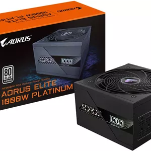 منبع تغذیه 1000 واتی گیگابایت AORUS ELITE P1000W 80  پلاتینیوم ماژولار PCIe 5.0، توان 1000 وات، بازدهی 80 PLUS پلاتینیوم، فن 120 میلی‌متری Fluid Dynamic Bearing، مشکی | GP-AE1000PM-PG5