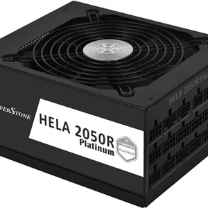 منبع تغذیه کاملاً ماژولار سیلوراستون HELA 2050R پلاتینیوم، توان 2050 وات، دارای گواهینامه Cybenetics پلاتینیوم، PFC فعال، دارای خازن های الکترولیتی تماماً ژاپنی، مشکی | SST-HA2050R-PM