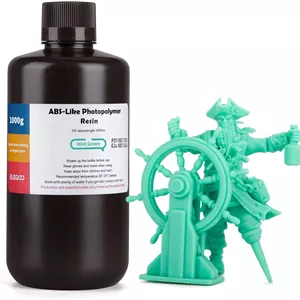 رزین سریع سه‌بعدی ELEGOO شبیه ABS، رزین پلیمری استاندارد UV با طول موج 405 نانومتر برای چاپ سه‌بعدی LCD، سبز نعنایی 1000 گرم