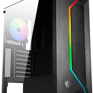 کیس کامپیوتر گیمینگ مید-تاور MSI – پنل جانبی شیشه حرارت دیده – 1 عدد فن 120mm aRGB – 1 عدد فن 120mm – پشتیبانی از خنک کننده مایع تا رادیاتور 240mm x 1 – MAG Vampiric 100R