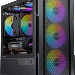 کیس Micro ATX، دارای ۴ فن ۱۲۰ میلی‌متری ARGB از پیش نصب شده، کیس کامپیوتر MATX، پنل کناری شیشه حرارت دیده، دارای Type-C، مشکی، Cypress 3 ARGB