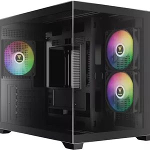 کیس کامپیوتر GAMDIAS Micro-ATX Tower با شیشه حرارت دیده، کیس گیمینگ M-ATX PC با 3 فن 120 میلی متری ARGB، پشتیبانی از حداکثر 9 فن جریان هوا، AIO/Radiator 360 میلی متری، GPU/VGA 400 میلی متری، خنک کننده CPU 165 میلی متری، PSU 160 میلی متری