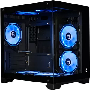 کیس کامپیوتر Rise Mode USA Galaxy Glass M Mini، مینی تاور شیشه حرارت دیده، M-ATX مشکی
