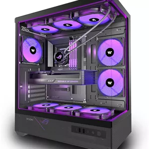 کیس کامپیوتر ATX با 6 فن ARGB از پیش نصب شده، کیس کامپیوتر گیمینگ Mid-Tower، کیس کامپیوتر شیشه ای پانوراما با Type-C، پشتیبانی از رادیاتور 360 میلی متری، مشکی، C8