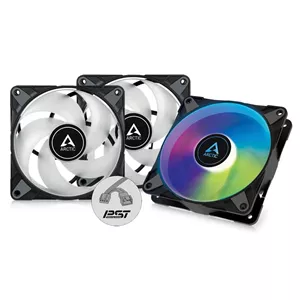 فن های ARCTIC P12 PWM PST A-RGB (بسته 3 عددی) - فن های کیس 120 میلی متری PWM بهینه شده برای فشار استاتیک، نیمه غیرفعال: 200-2000 دور در دقیقه (0 دور در دقیقه