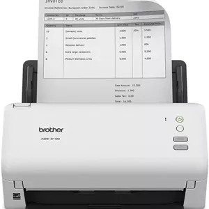 اسکنر رنگی رومیزی پرسرعت Brother ADS-3100، رزولوشن اسکن اپتیکال 600x600 dpi، اسکن 40ppm یک رو / 80ipm دو رو، ADF با ظرفیت 60 صفحه، بهینه سازی تصویر/متن، USB 3.0، سفید | 5WDE0100173
