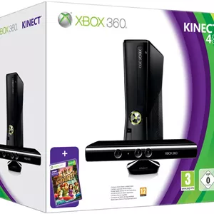 کنسول باندل Microsoft Xbox 360 Slim Kinect، حافظه داخلی 4 گیگابایتی، خروجی HD با رزولوشن 720p/1080i و صدای فراگیر کامل، Wi-Fi داخلی 802.11b/g/n، پورت اترنت، مشکی | 885370235920