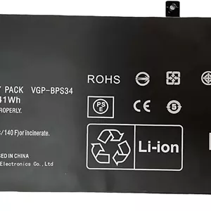 باتری لپ تاپ 41Wh VGP-BPS34 VGP-BPL34 BPS34 جایگزین برای Sony Vaio 15 Touch SVF15A16CXB SVF14AC1QL SVF14AC1QU SVF14A14CXP SVF14A14CXS SVF14A15CXB SVF14A15CXP SVF14A15CXS (11.1V) با عملکرد بالا