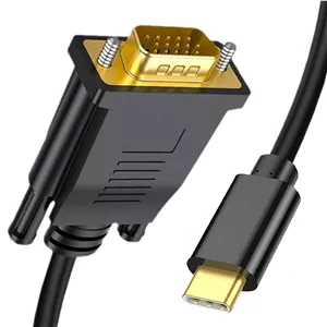 کابل USB C به VGA طول 1.8 متر، مبدل ویدیو USB Type C به VGA با رزولوشن 1080P@60Hz [سازگار با Thunderbolt 3/4] با MacBook Air، iPad Pro، iPhone 15/16، iMac، XPS، Surface و غیره - رابط نر با روکش طلا