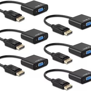 تبدیل DisplayPort به VGA، بسته چندتایی آداپتور تبدیل DisplayPort به VGA با روکش طلا (نر به ماده) برای کامپیوتر، دسکتاپ، لپ تاپ، رایانه شخصی، مانیتور، پروژکتور، تلویزیون های HD، HP، Lenovo، Dell، ASUS و غیره (بسته 6 عددی)