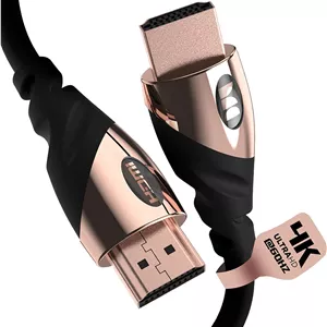 کابل HDMI رزگلد مانستر 4K Ultra HD — مناسب برای Xbox Series X، PlayStation 5، Nintendo، Apple TV — دارای اتصالات طلای 24K، سرعت بالا 21 گیگابیت بر ثانیه، 60/120 هرتز، پوشش Duraflex (1.2 متر)