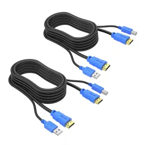 کابل USB KVM مدل MT-VIKI بسته 2 عددی - 1.8 متر، کابل دوقلو HDMI USB A/B 4K برای سوئیچ KVM استاندارد