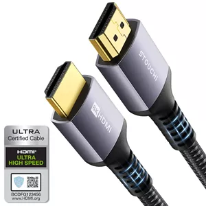 کابل HDMI استوچی 10K 8K با سرعت 48 گیگابیت بر ثانیه (دارای گواهی) کابل HDMI® فوق العاده پرسرعت، 8K60Hz 4K120Hz 144Hz eARC HDCP 2.2&2.3 HDR10  سازگار با PS5 PlayStation 5 Xbox Series X Apple TV 4K