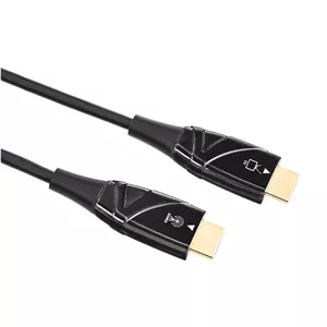 کابل فیبر نوری HDMI آمازون بیسیکس، 18 گیگابیت بر ثانیه سرعت بالا، 4K@60Hz، 2160p، رنگ 48 بیتی، آماده برای اترنت، 15 متر، مشکی
