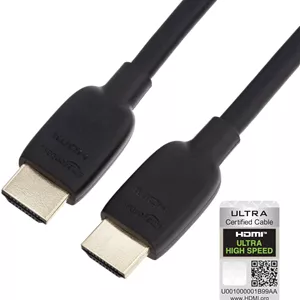 کابل HDMI آمازون بیسیکس، 90 سانتی متر، کابل HDMI 2.1 به HDMI (48 گیگابیت بر ثانیه)، 8K@60Hz 4K@120Hz دارای گواهی سرعت فوق العاده بالا، مشکی، سازگار با PS5/Xbox/TV/مانیتور