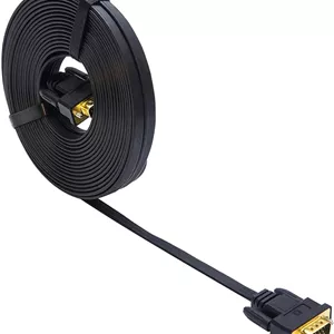 کابل مانیتور VGA تخت و باریک 7.5 متری DTech، اتصال استاندارد 15 پین نر به نر - مشکی