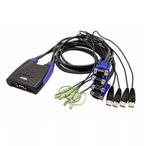 سوئیچ KVM کابلی 4 پورت USB، VGA و صدا ATEN CS64US