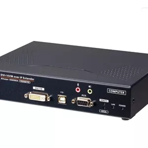 فرستنده KVM دو نمایشگر DVI از طریق IP آتن با اتصال شبکه فیبر نوری SFP