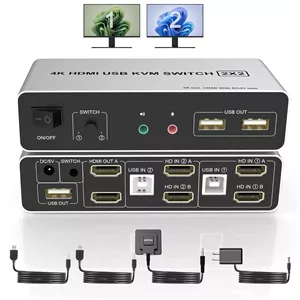 سوئیچ KVM دو پورت مدل HDMI با پشتیبانی از رزولوشن 4K