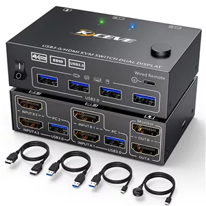 سوئیچ KVM دو پورت KCEVE مدل Dual Monitor HDMI