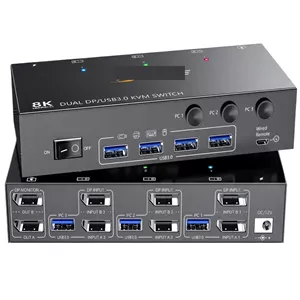 سوییچ KVM دیسپلی‌پورت مدل 8K با پشتیبانی از 3 کامپیوتر