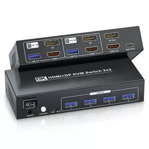 سوئیچ KVM دو مانیتور مدل HDMI DP با پشتیبانی از 8K