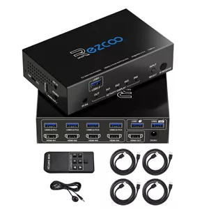 سوئیچ KVM اچ‌دی‌ام‌آی مدل 4x1 با پشتیبانی از 4K