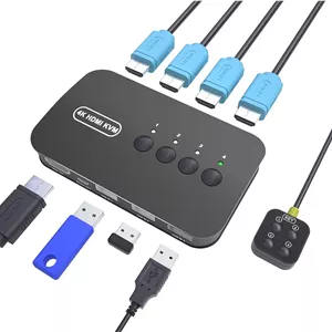 سوئیچ KVM چهار پورت مدل HDMI با پشتیبانی از کیفیت 4K