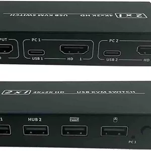 سوییچ KVM اچ‌دی‌ام‌آی مدل 2 Port با پشتیبانی از کیفیت 4K
