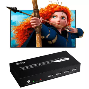 سوئیچ KVM HDMI دو پورت، سوئیچر USB KVM جی چی چی آی 4K@60Hz برای اشتراک 2 کامپیوتر در 1 مانیتور HD و یک مجموعه کیبورد، ماوس، پرینتر و فلش مموری
