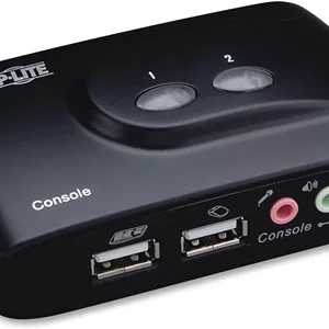 سوئیچ KVM USB جمع و جور Tripp Lite با صدا و کابل، 2 پورت