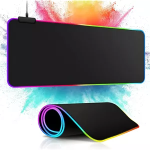 پد ماوس گیمینگ m MU RGB، پد ماوس 800x300 میلی متر، پد ماوس گیمینگ XXL بزرگ، 13 حالت نورپردازی 7 رنگ LED ضد لغزش برای کامپیوتر PC گیمرهای حرفه ای، مشکی