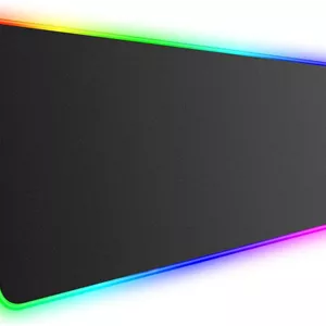 پد ماوس گیمینگ RGB مدل XXL از Hcman - پد ماوس 800x300 میلی‌متری با پایه لاستیکی ضد لغزش، 7 رنگ LED، 10 حالت نورپردازی برای کامپیوتر، رایانه شخصی، گیمرهای حرفه‌ای (مشکی)