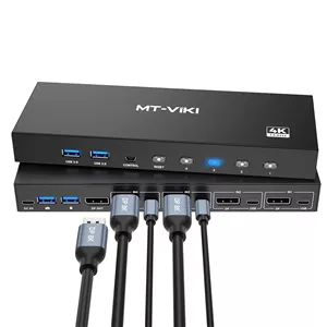 سوئیچ KVM دی پی‌سپورت MT-VIKI مدل 4 به 1 با پشتیبانی از 8K