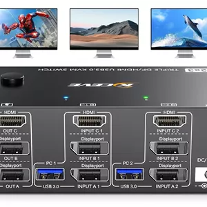 سوییچ KVM مدل 3 Monitors 2 Computers با پشتیبانی از 4K 144Hz
