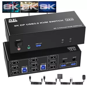سوئیچ KVM دیسپلی پورت مدل 8K سه مانیتوره