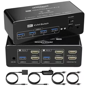 سوئیچ KVM اچ‌دی‌ام‌آی دِمکس‌بوک مدل HDMI 2x2 با پشتیبانی از 8K