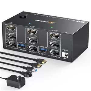 سوئیچ KVM برند KCEVE مدل 3 مانیتور 2 پورت