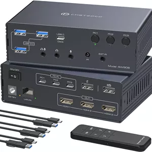 داکینگ استیشن KVM مدل Thunderbolt 4 با پشتیبانی از 3 مانیتور