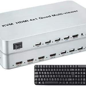 سوییچ KVM چهار پورت مدل 4x1 Quad Multi-viewer با کیفیت 4K60