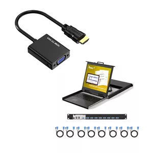 سوئیچ KVM با مانیتور ال سی دی 19 اینچی VGA و آداپتور HDMI به VGA